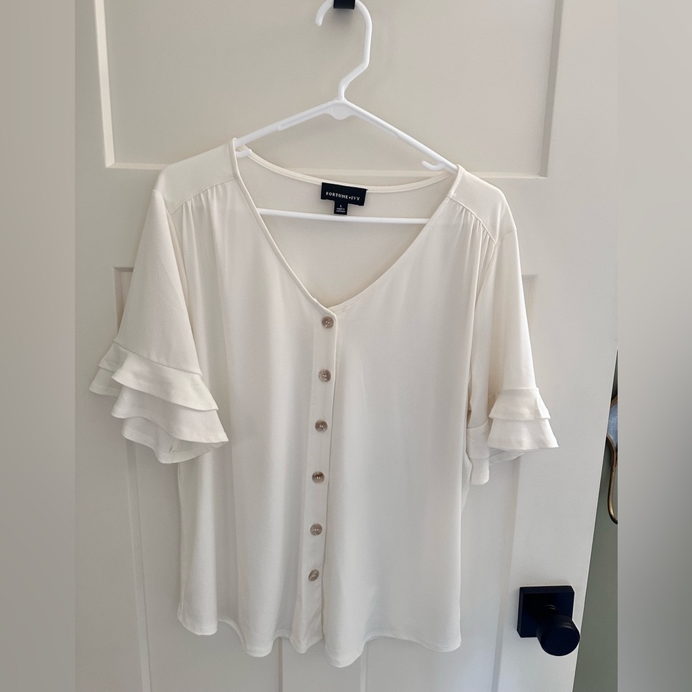 Elegant Cream Button-Down Blouse